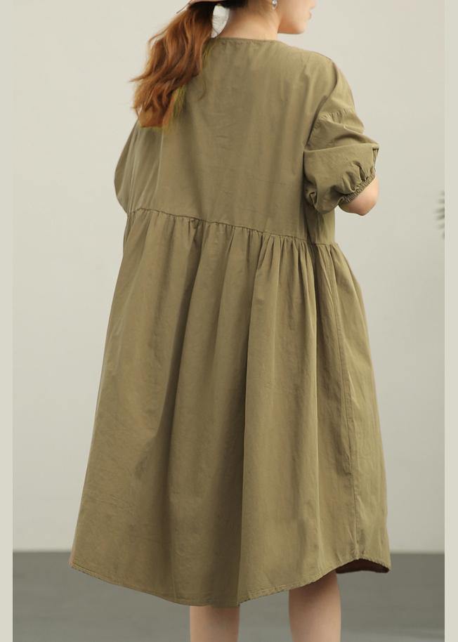 Classy Green Cotton Patchwork Summer Robe Dresses