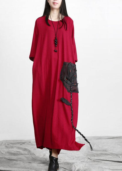 Modern Black O-neck Side Open Fall Dress