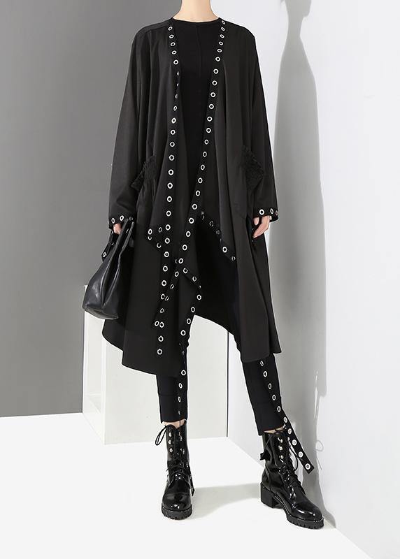 Woman Black Unique Cape Style Coat