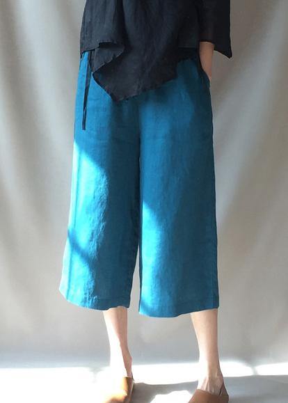 French Blue Trousers Elastic Waist Pockets Tutorials Trousers