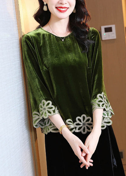 Green Zircon Silk Velour Top Bracelet Sleeve