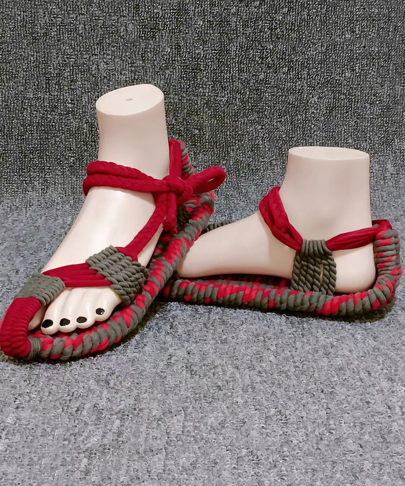 Handmade Knit Fabric Hollow Out Walking Sandals Soofairy Shoes-20251