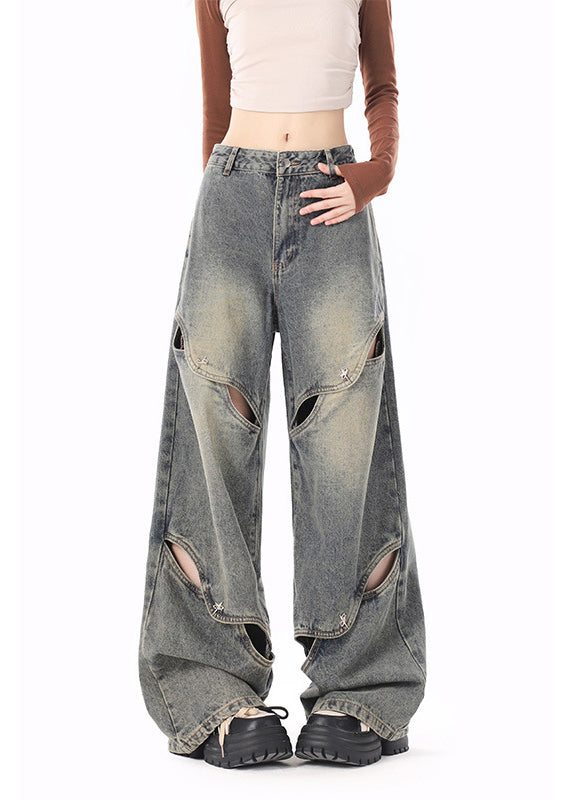 American Style Blue Ripped Jeans Spring