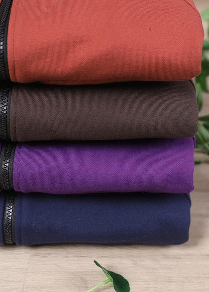 Chocolate O-neck Sweatshirts Jacket