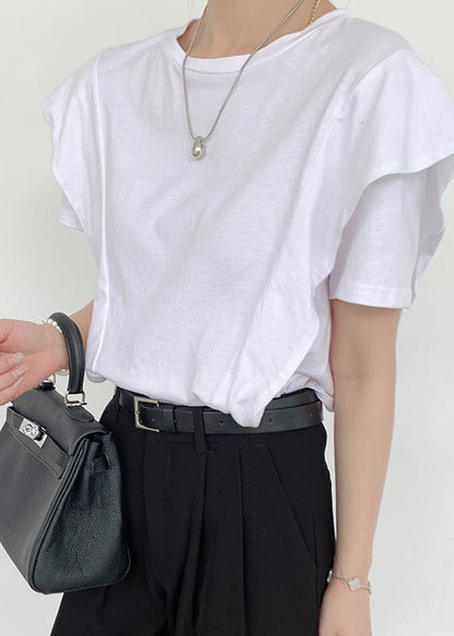 White Ruffled Patchwork Cotton Tanks Summer