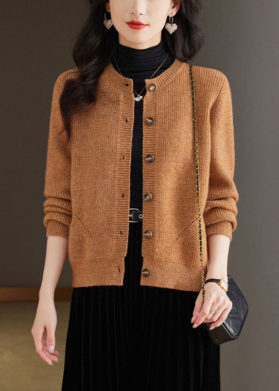Coffee Cozy Knit Fall Cardigans O Neck