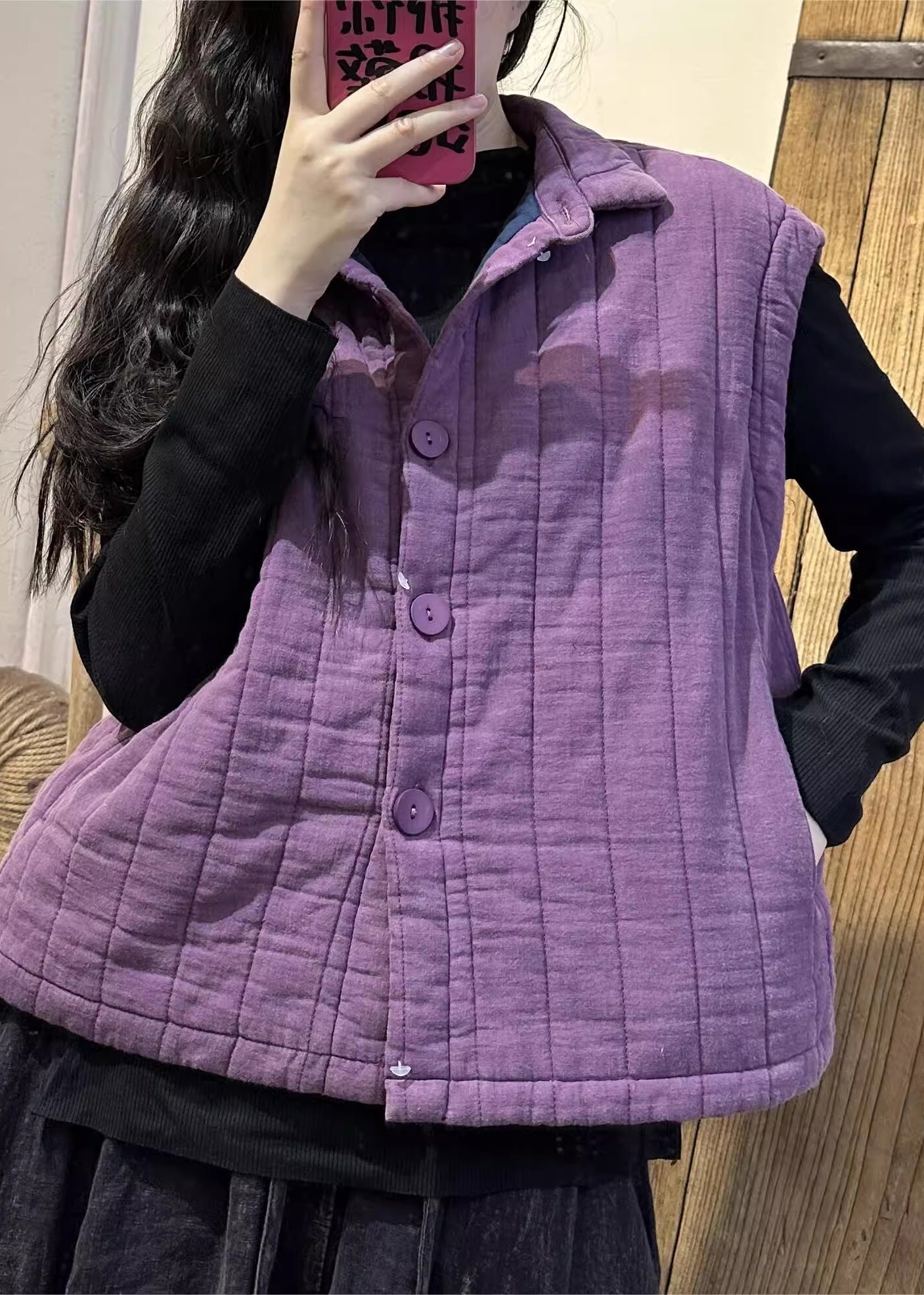 Green Oversized Fine Cotton Filled Vests Winter