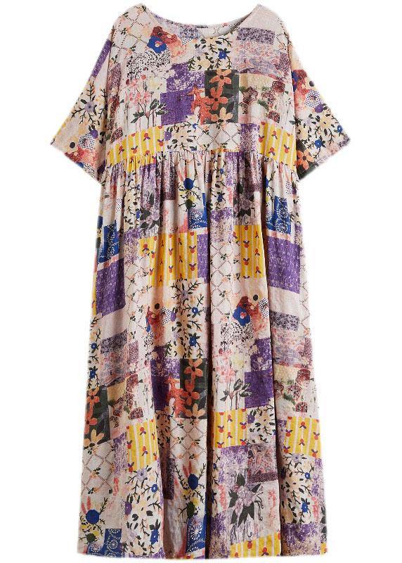 O-neck Retro Print Summer Sundress Half Sleeve