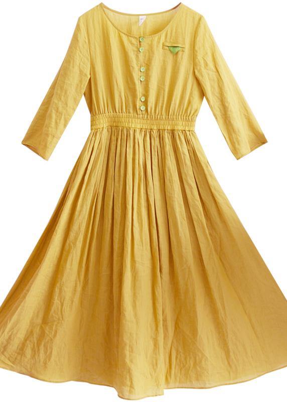Diy Yellow Outfit O Neck Half Sleeve Loose Spring Dresses