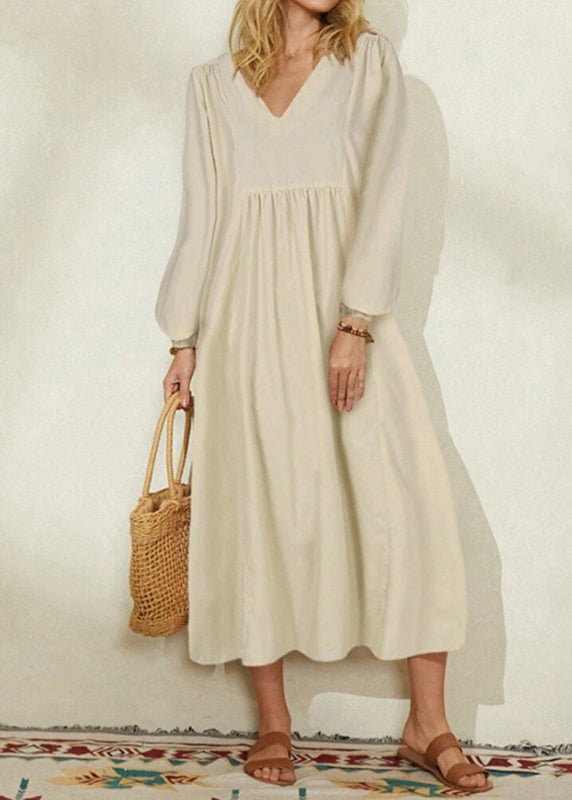 Orange V Neck Patchwork Long Dresses Spring