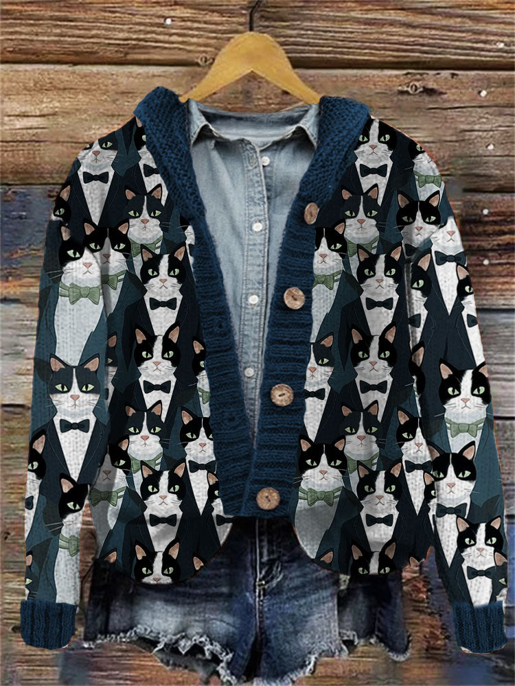 Colorful Cat Pattern Women's Cardigan artswardrobe