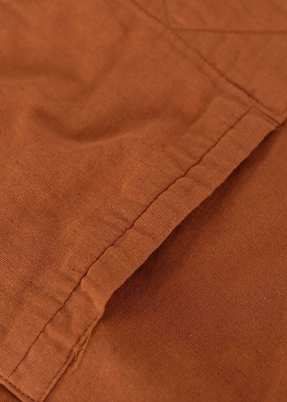 Orange Cotton Shirts Top Drawstring Hooded Long Sleeve