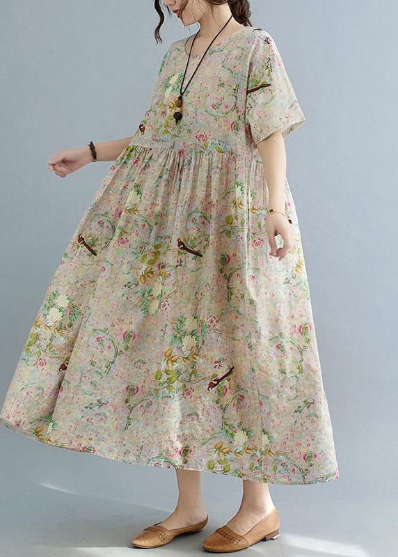 Print O-neck Summer Cotton Dress
