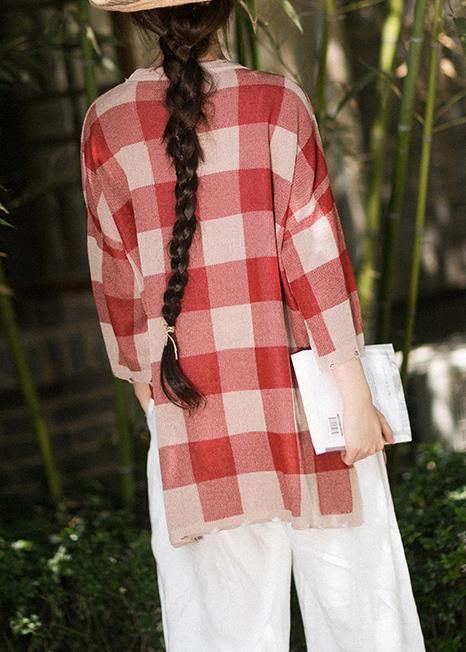 Classy Half Sleeve Spring Clothes Ideas Red Plaid Blouse