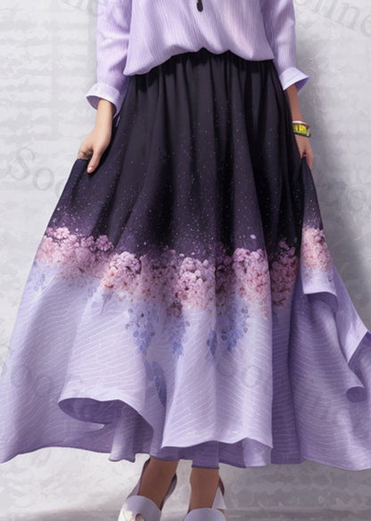 Diy Purple Cold Shoulder Print Silk Holiday Dress Summer
