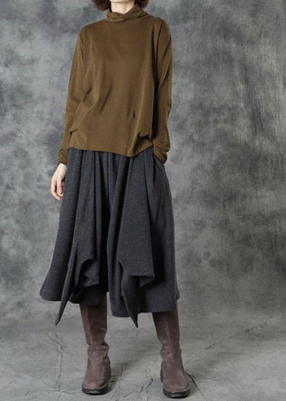 Grey Pockets Loose Fall Straight Pants