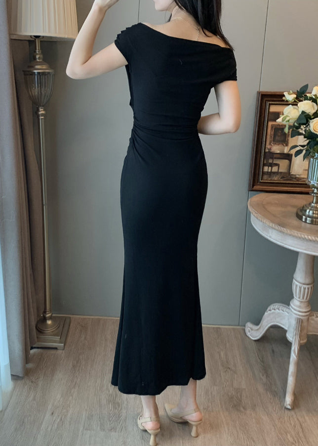 Black Cold Shoulder Wraped Party Dresses Summer