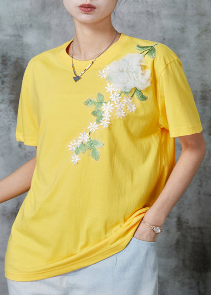 Yellow Cotton Beach Vest Embroideried Summer