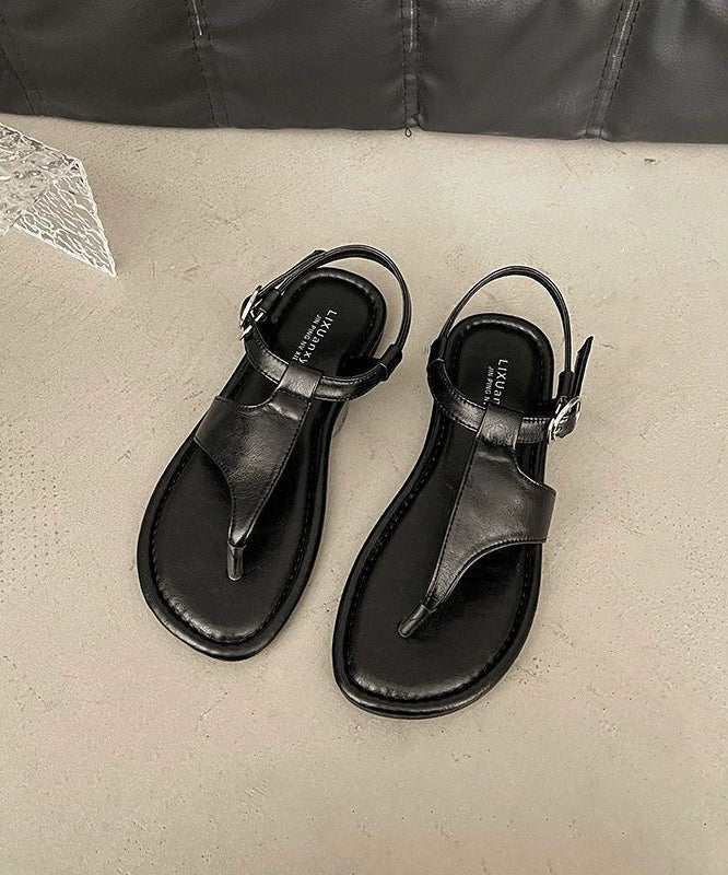 Brown Hollow Out Flip Flops Faux Leather Soft Splicing