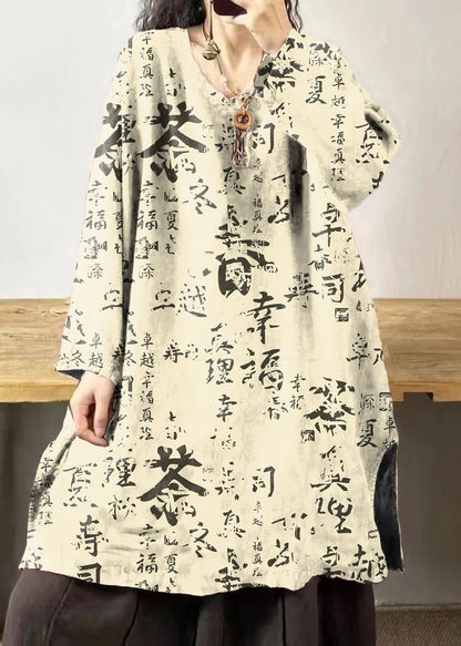 Yellow Stripes V Neck Embroidered Patchwork Linen Mid Dresses Fall