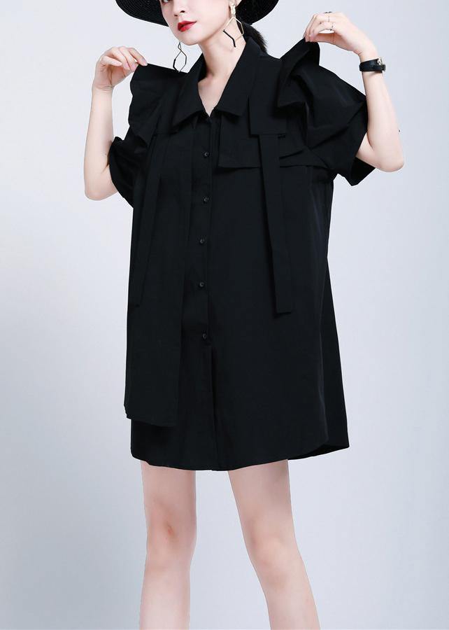 Organic Black Peter Pan Collar Summer Cotton Dress