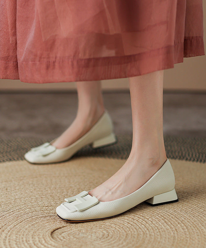 Black Comfy Cowhide Leather Splicing Flat Shoes
