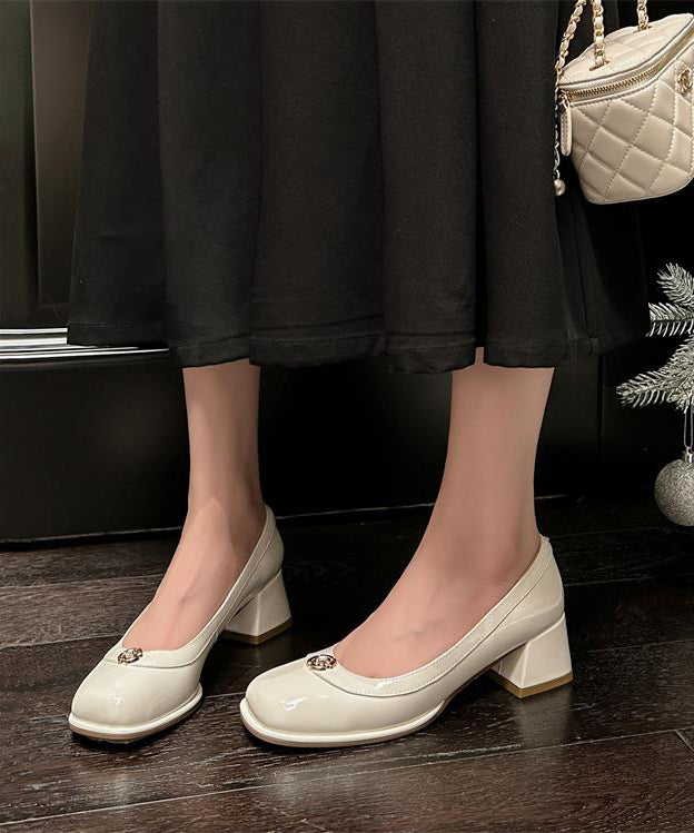 Comfortable Versatile Black Splicing Chunky Heel