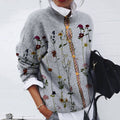 Fashion Brushed Floral Print Long Sleeve Cardigan elevenforest