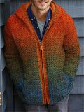 Men's Gradiant Art Crochet Cozy Hooded Cardigan artswardrobe