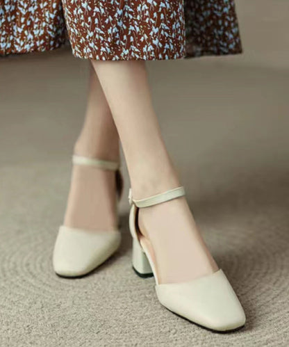 Black Buckle Strap Splicing Chunky High Heels