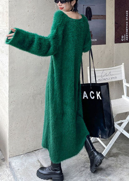 Diy Green Cozy Mink Velvet Fall Sweater Dress