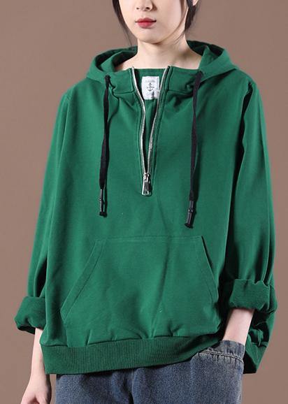 Green Art Drawstring Autumn Tops