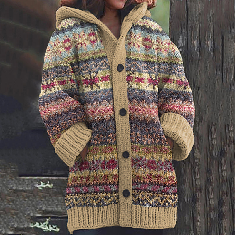 Vintage Fairman Island Knit Jacquard Hooded Sweater Cardigan artswardrobe
