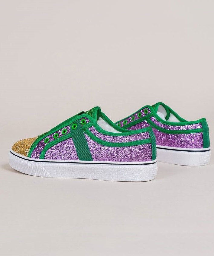 Purple Canvas Flat Feet Shoes Splicing Sequins