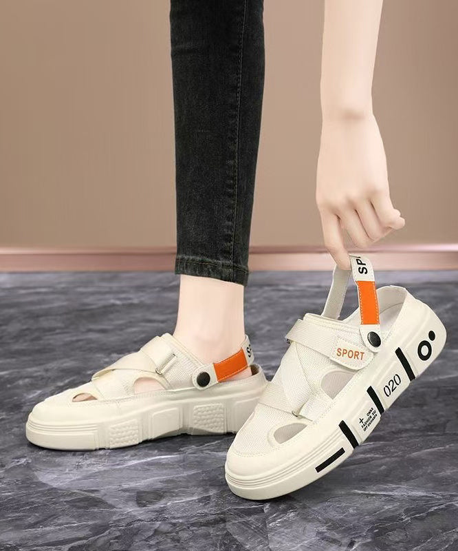 Black Hollow Out Splicing Platform Slide Sandals