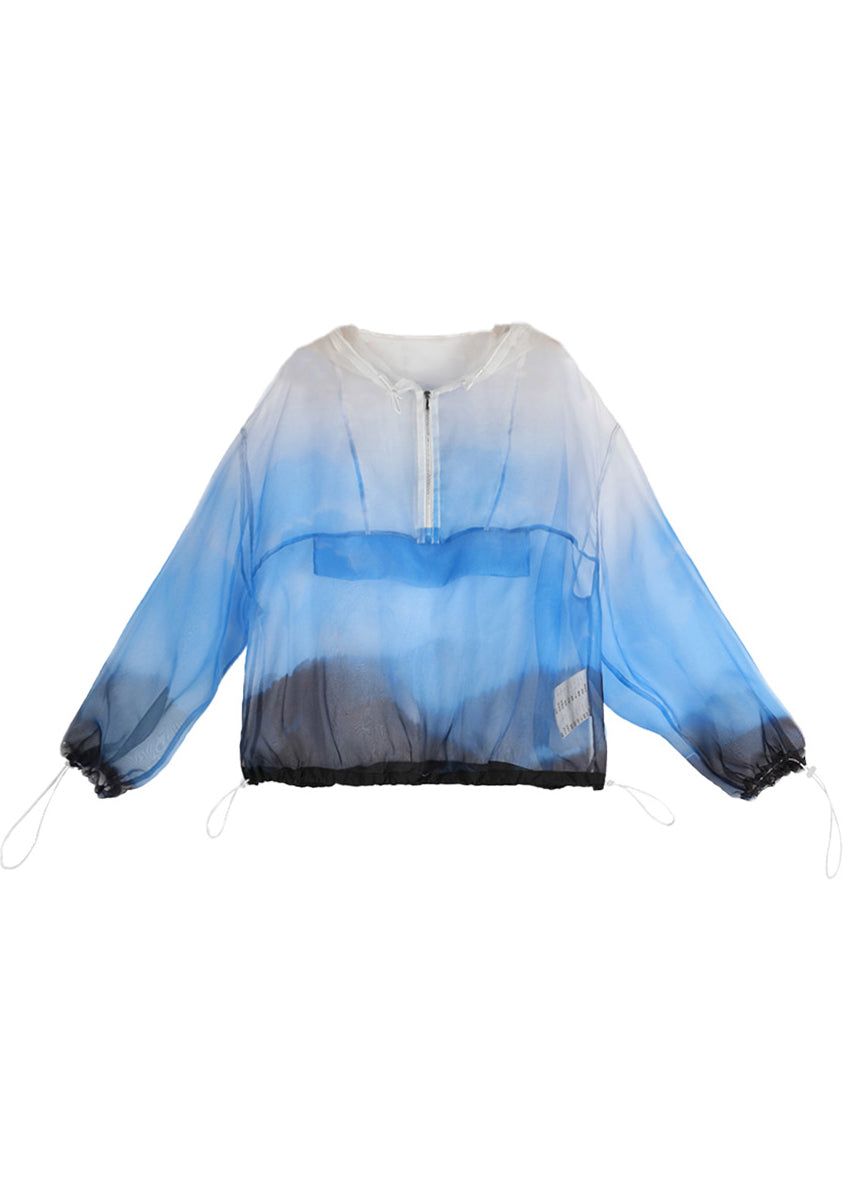 Summer New Gradient Color Silk Sunscreen Top and Skirt Two Piece Set