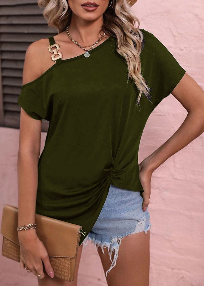 Black One Shoulder Asymmetrical Design Cotton Tanks Summer