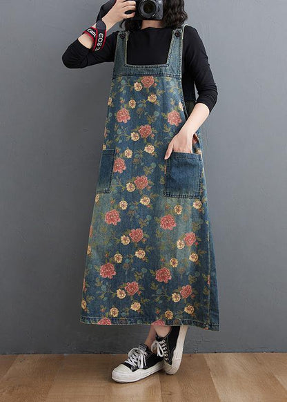 Denim Blue Print Dress Fall Denim Dress