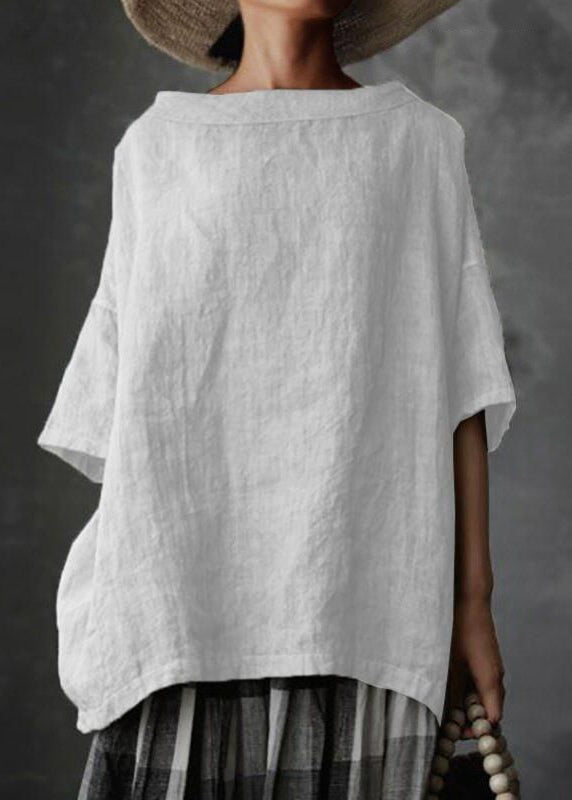 Grey O-neck Patchwork Cotton T Shirts Summer