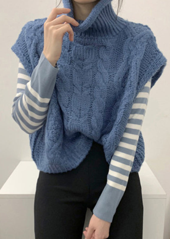 Orange Turtleneck Knit Cardigans Short Sleeve