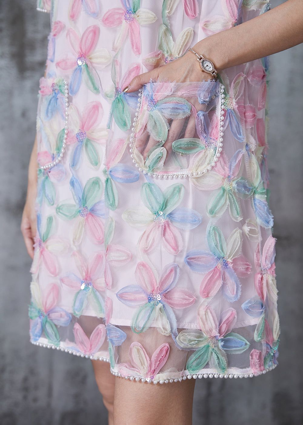 Rainbow Puff Sleeve Tulle Tea Dress Summer