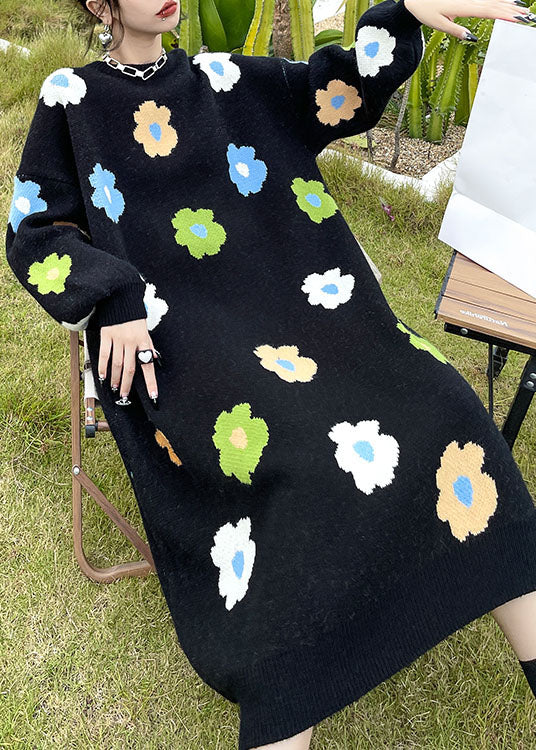 Natural Black Thick Knit Dress Winter
