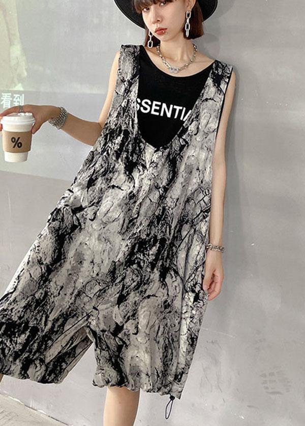 Fitted Grey Print Casualshorts Jumpsuit Pants