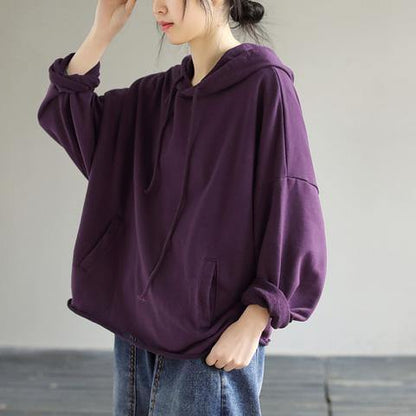 Hooded Hole Spring Top Silhouette Photography Purple Blouses