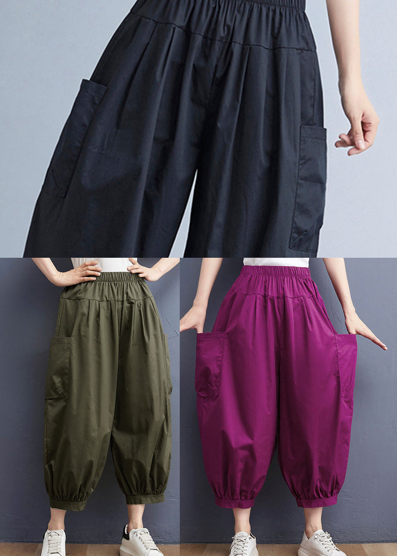 Black Pockets Harem Pants Spring