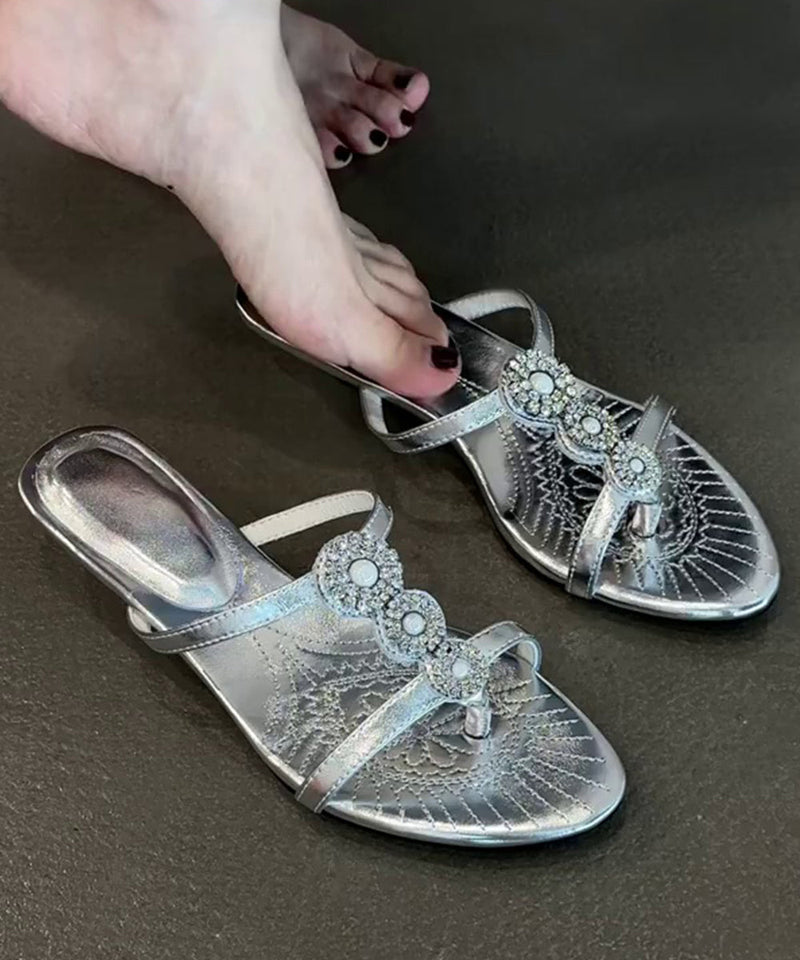 Black Wedge Suede Zircon Splicing Slide Sandals