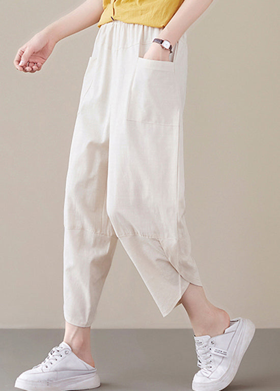 Beige Loose Pants Asymmetrical Design Spring