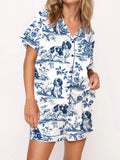 Women's Casual Cavalier King Charles Spaniel Silky Satin Pajama Set artswardrobe