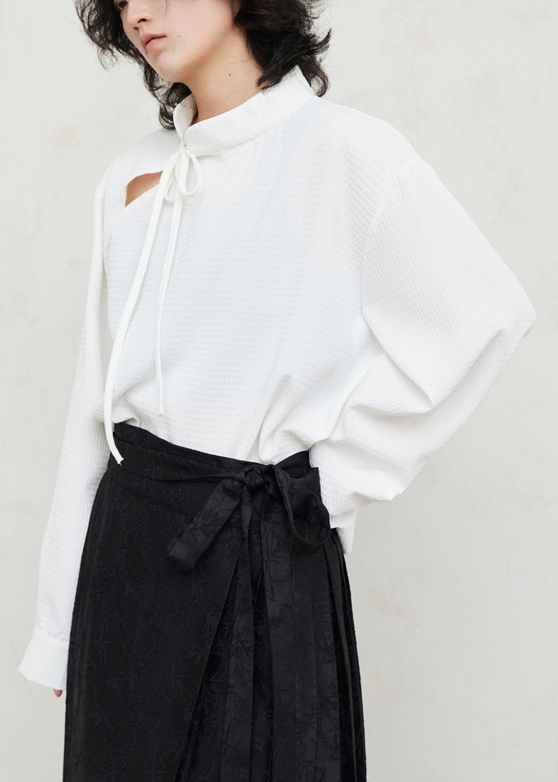 White Stand Collar Patchwork Shirts Fall