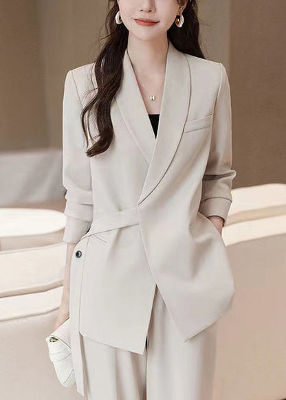 White Spandex Coats Asymmetrical Spring